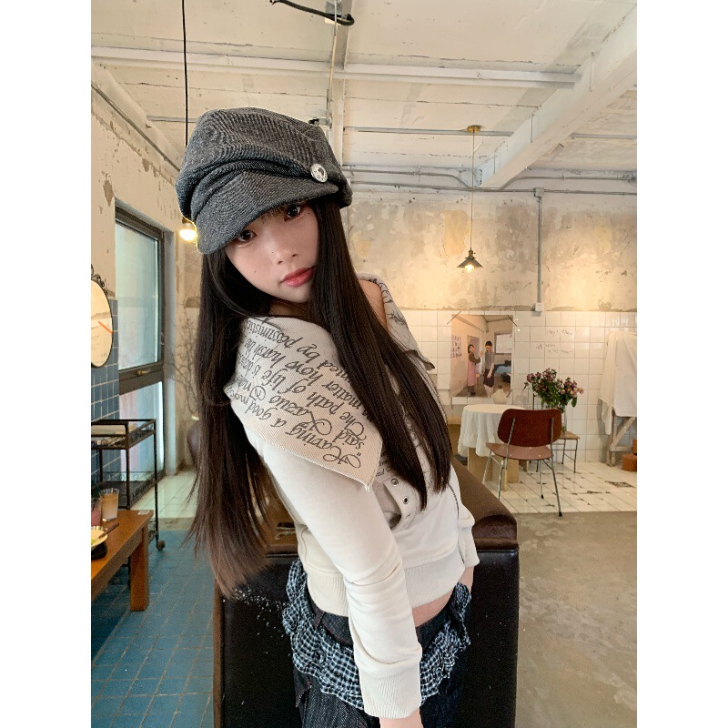早秋清冷感~陈奶奶复古日系褶皱报童帽时尚百搭显脸小贝雷帽子女|undefined