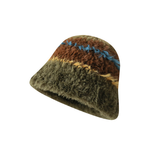 Internet celebrity plush atmosphere basin hat for girls in winter thickened warm bucket hat Korean version soft waxy woolen hat fisherman hat