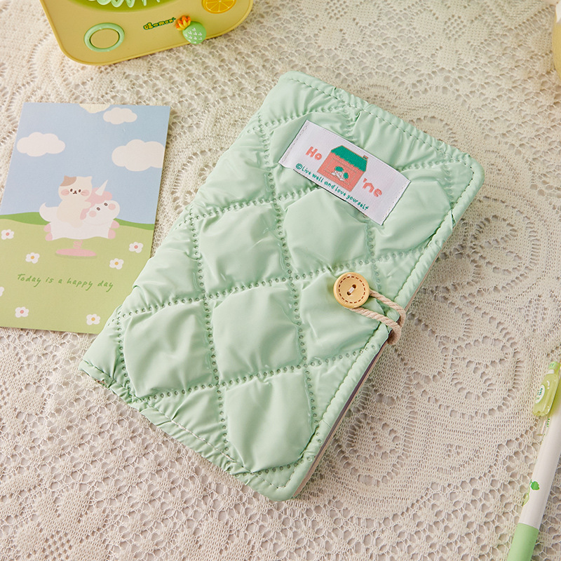 Libro de depósito en efectivo de tela A6 Libro de almacenamiento de hojas sueltas verde fresco pequeño Libro de almacenamiento familiar de billetes conmemorativos de gran capacidad