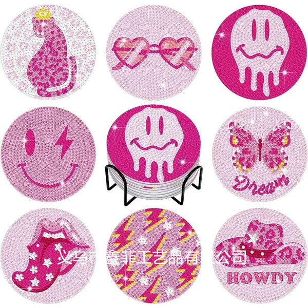 Diamond Painting Coaster 8-Piece Adult Diamond Art Crafts Kit DIY5D…