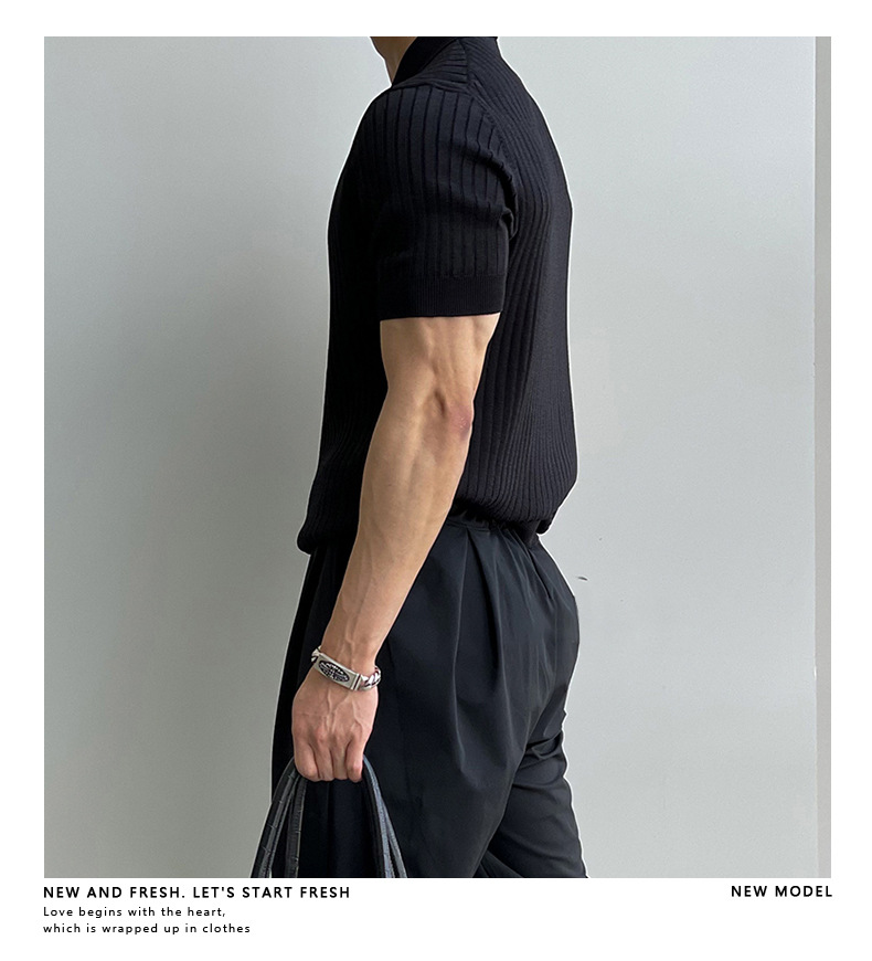 Polo slim fit da uomo – t-shirt in maglia estiva stile coreano_voghion.com