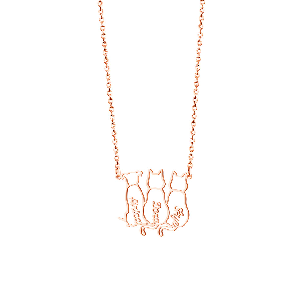 로즈 골드 고양이와 개 이름 목걸이