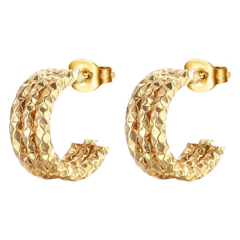 Cross-Border European and American Fashion Stainless Steel Starry Sky Multi-Layer Earrings for Women, Trendy 18K Gold-Plated Titanium Steel Earrings for Commuting