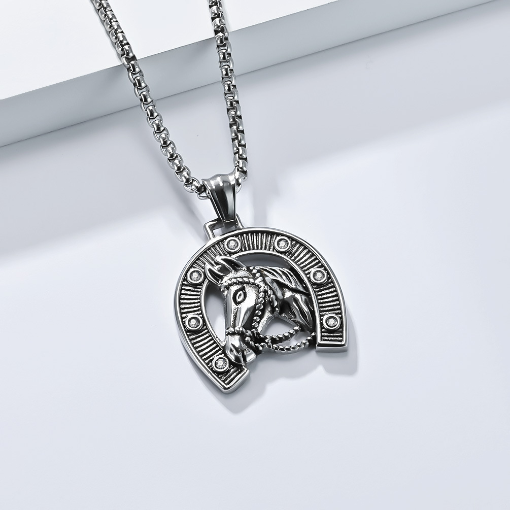 Pendant Jewelry Making Type Modern Style Horse Stainless Steel Men's Men Pendant Necklaces