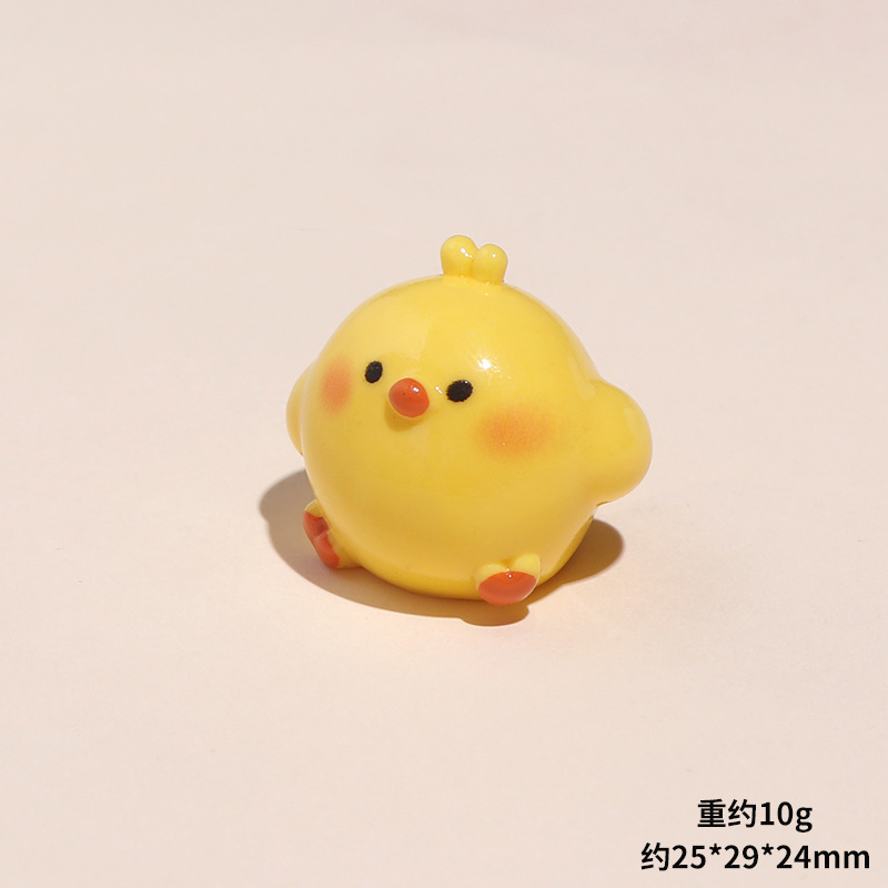 立体黄色小鸡园艺DIY装饰树脂公仔diy车载桌面装饰摆件钥匙扣挂件|undefined