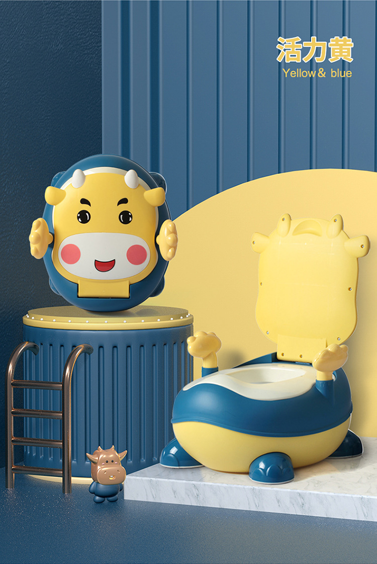 儿童萌牛坐便器卡通创意男女宝宝抽屉式便盆婴幼儿马桶