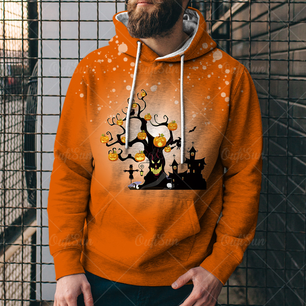 Ropa de Halloween suelta con calabaza moda primavera y otoño deportes transfronterizos 2024 primavera y otoño camisa de hombre otoño sombrero de Halloween