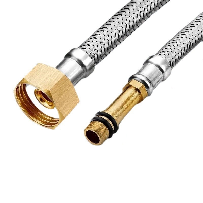 Suministrado directamente por el fabricante, manguera trenzada de acero inoxidable 304, entrada de grifo de agua fría y caliente a prueba de explosiones, punta de un solo punto, especificación DN15.