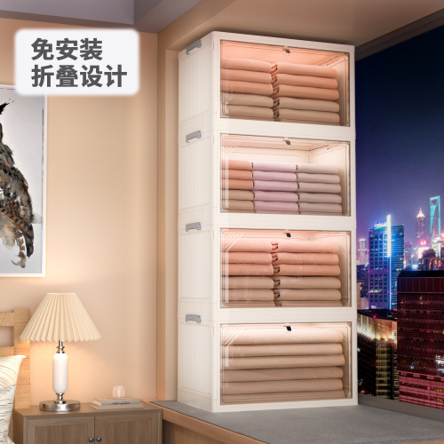 Overflow purchase storage box installation-free folding storage cabinet home organization clothes toys plastic snack cabinet storage box