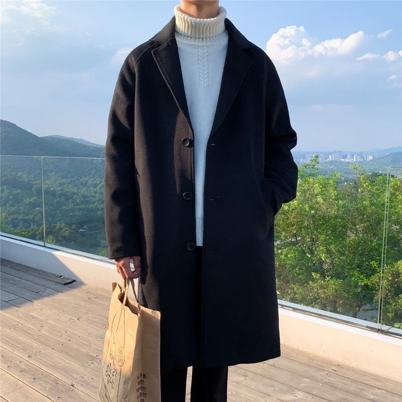 Autumn and winter Fur coat Korean Edition Mid length version Trend handsome Woollen cloth overcoat thickening Handsome ruffian winter man Windbreaker