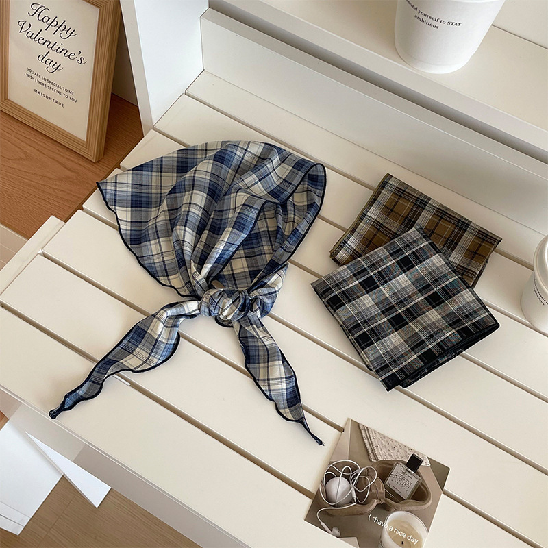 Pañuelo de seda de alta calidad, bufanda de decoración de cuello de todo fósforo coreana, bufanda triangular retro literaria, bufanda de cintura, cinturón para el cabello, cabello atado