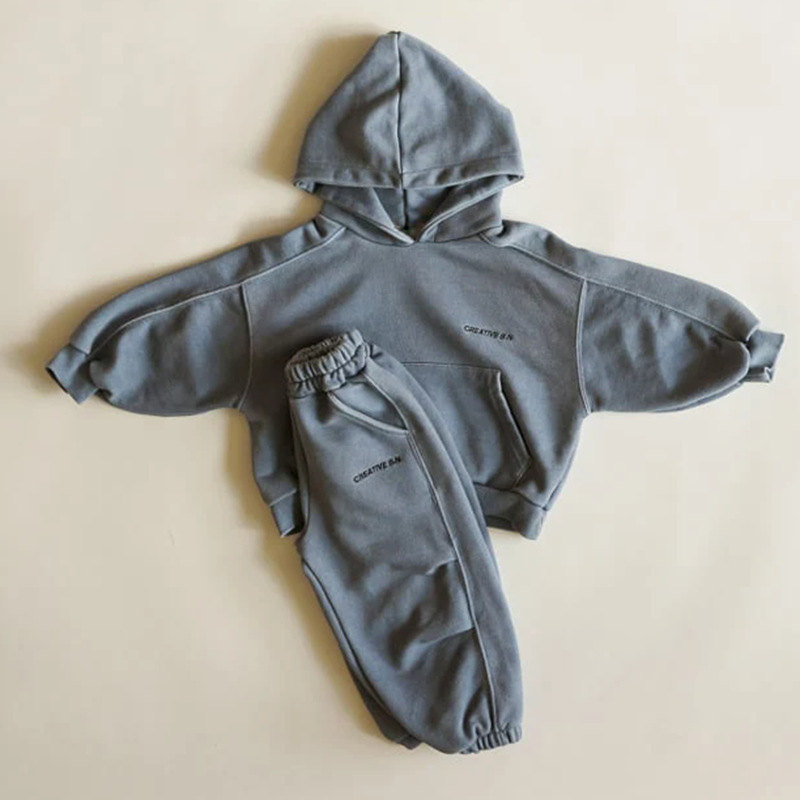 Children's Ins New Winter Stylish suit Fashion Two-piece Set for Boys and Girls Letters Casual Fleece Hoodie