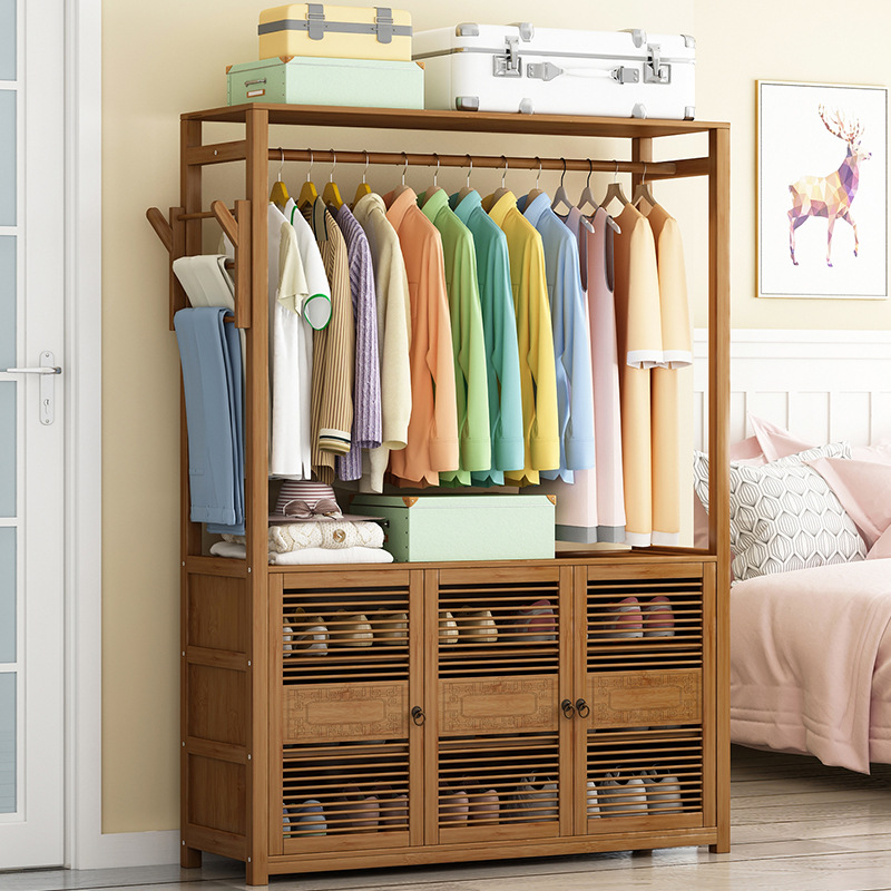 Armario de alquiler doméstico dormitorio simple armario grande con puerta armario de almacenamiento multifuncional percha de sombrero