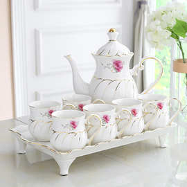 K31C欧式水杯套装陶瓷客厅杯具家庭简约茶壶茶具茶杯家用杯子套装