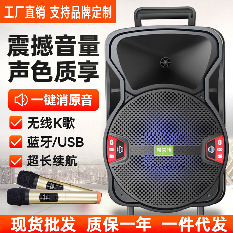 12 pulgadas cuadrada danza barra de tracción altavoz móvil portátil al aire libre K canción fábrica de sonido al por mayor Bluetooth inalámbrico 5.0