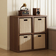实木书架落地置物柜格子柜客厅一体靠墙书柜家用收纳自由组合柜