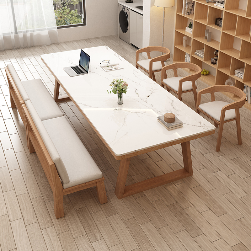 Nordic Slate Solid Wood Desk Company Conference Room Multi-Person Desk Rectangular Reception Negotiation Office Computer Desk