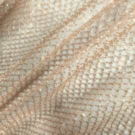 重工菱形网格珠管亮片绣花面料 网纱珠片刺绣婚纱礼服蕾丝布料