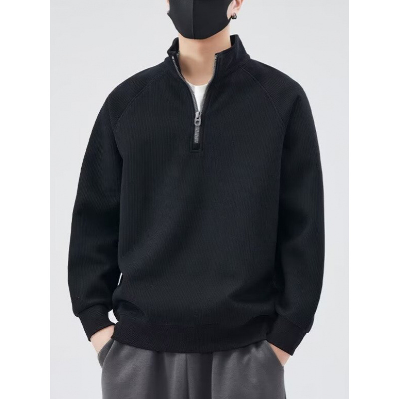 Heavyweight American-style half-zip hoodie, men's long-sleeved new style, casual and versatile stand-up collar jacket for spring and autumn.