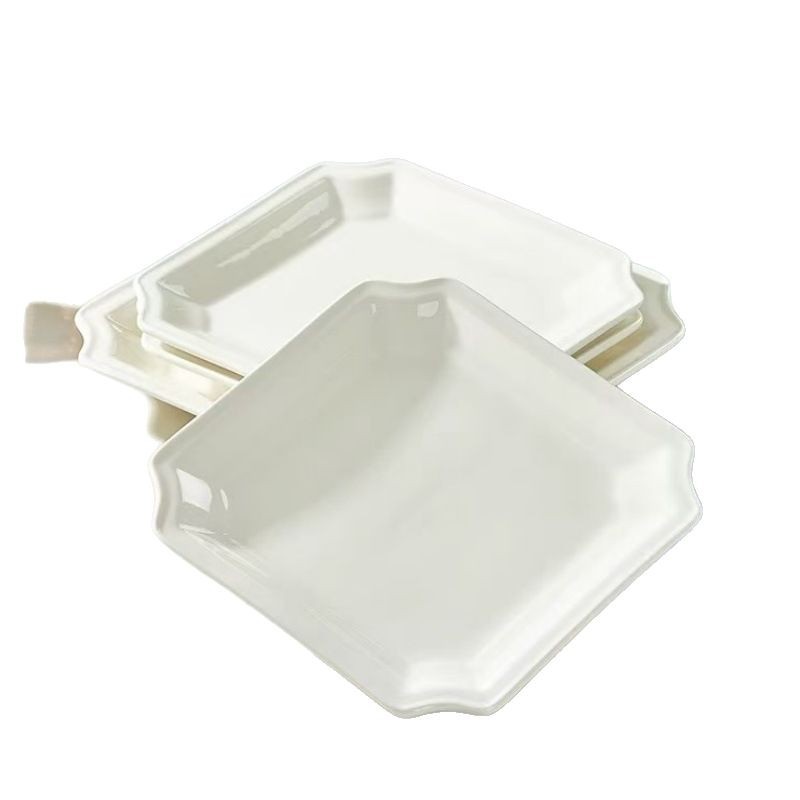 Monos platos mono platos de cerámica blanca pura platos cuadrados japoneses platos de platos fríos platos de bocadillos platos de pescado hervido platos de porcelana blanca