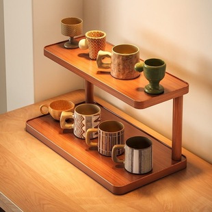 Casual Desktop Cup Holder Storage Rack Multi-Layer Coffee Cup Holder Tea Cup Water Cup Storage Rack Chinese Tea Set Ornaments Rack