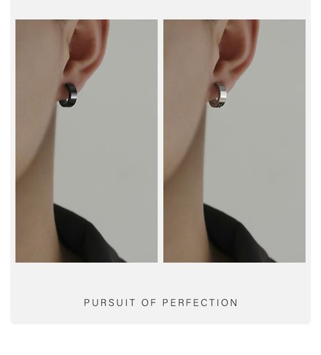Non-pierced ear clips for men, high-end, trendy and personalized men's earrings, single punch-free black earrings, hoop earrings