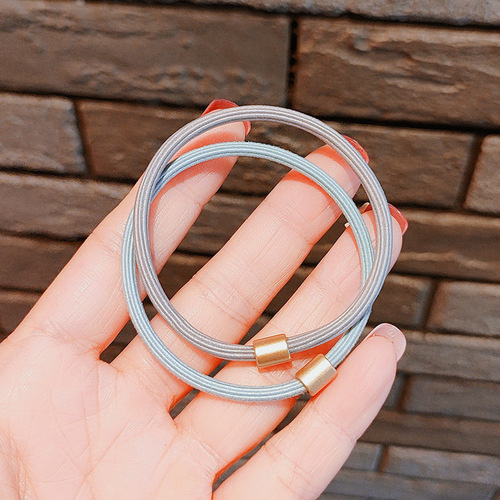 New ins highly elastic and durable dark hair rope ponytail strap dual-use rubber band super fairy small leather headband