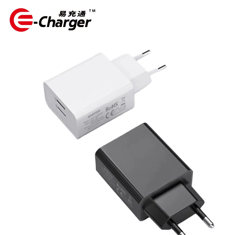 Зарядное устройство с двумя USB портами, выход 5В 2,4А, сетевой адаптер ЕС/США регуляции, черный или белый