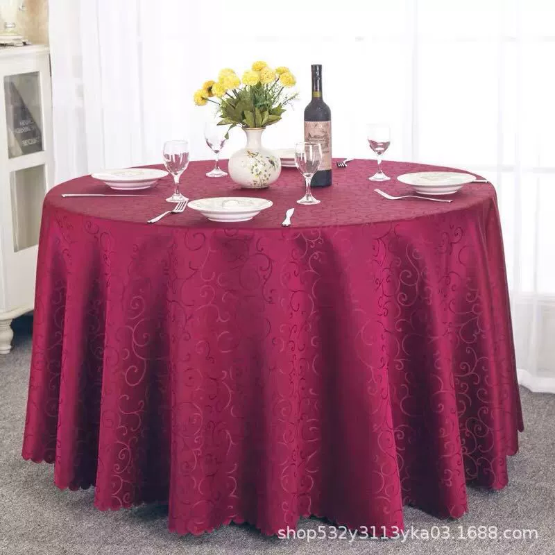Large round table restaurant tablecloth hotel hotel banquet family can use round wedding European tablecloth table covers cross-border