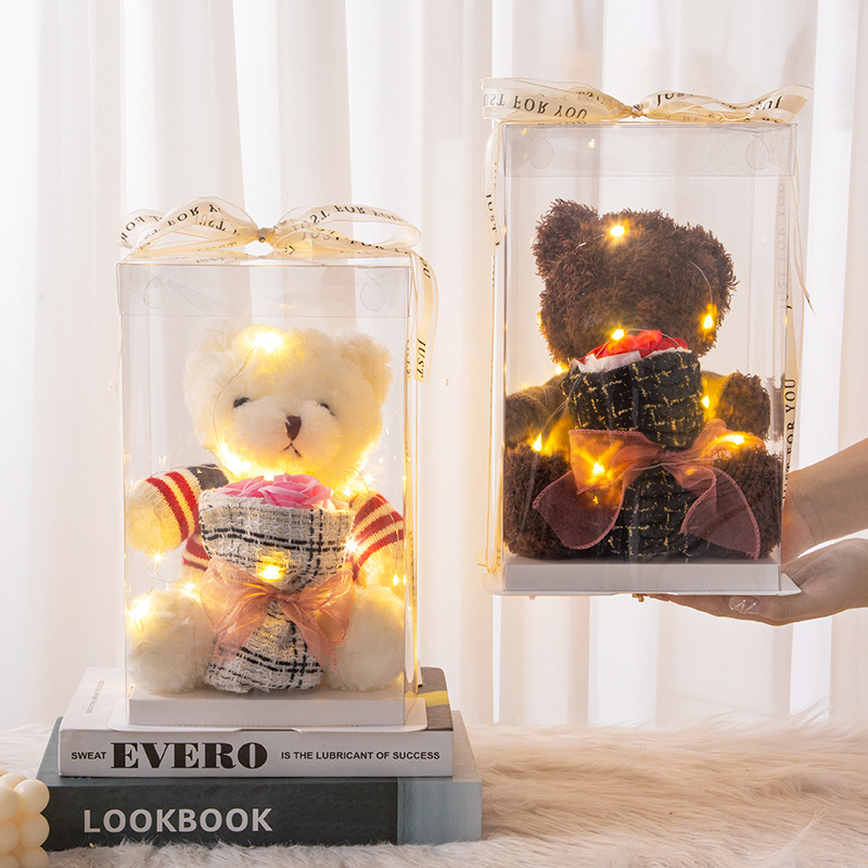 Cute Plush Teddy Bear Stuffed Animal Birthday Stall Doll Bouquet Complete Gift for Girlfriend Qixi Valentine's Day