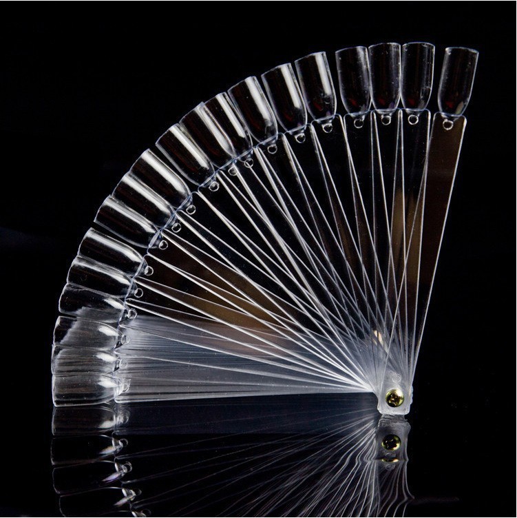 Herramientas de uñas transfronterizas 50 piezas de esmalte de uñas muestra de pegamento de esmalte de uñas, tarjeta de color trapezoidal puntiaguda de cabeza plana, pieza de práctica de uñas