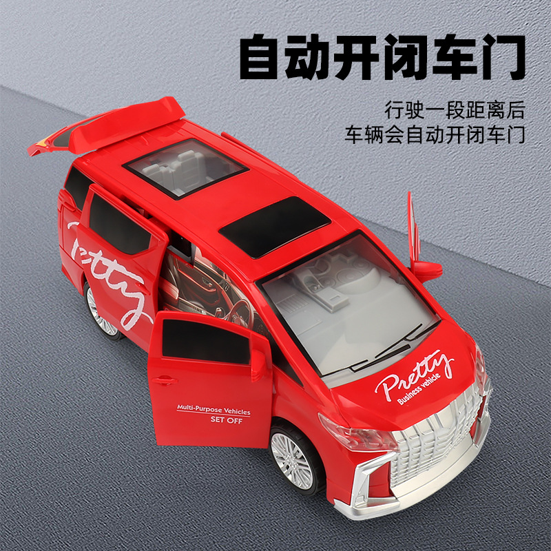 Nuevos productos eléctricos universal puerta abierta coche de negocios música iluminación truco giratorio coche niño coche de juguete al por mayor