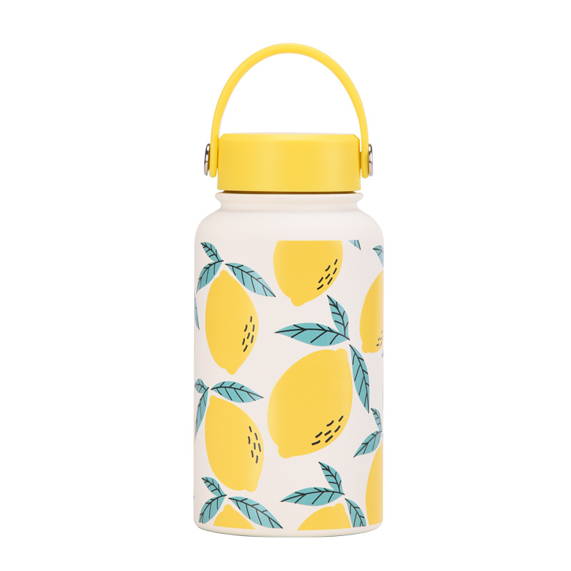 Nueva transfronteriza 650ml taza de vacío de boca ancha portátil de vacío niños estudiante deportes hervidor de agua de impresión al aire libre taza