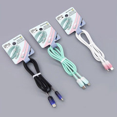 アイスクリスタルグラデーションカラーマカロン編組ライン純銅エクセレントモデル 3A 30W PD 高速充電 Apple Samsung 携帯電話に適しています