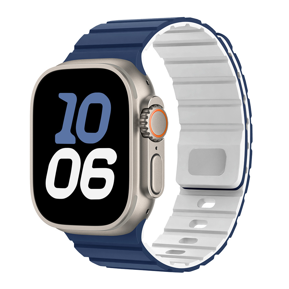 Para Apple Watch10 correa de reloj cuadrada botón magnetic silicona deportiva iWatch9SE hombre y mujer premium