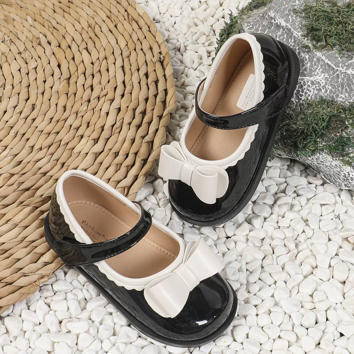 女童纯色皮鞋演出鞋公主鞋小皮鞋儿童学生软底可爱蝴蝶结跨境单鞋