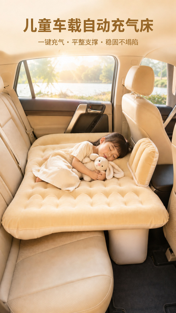 Car Mattress, One-Click Automatic Inflating Car Rear Sleeping Pad with Leveling Travel Mattress, Sleeping Artifact in the Car