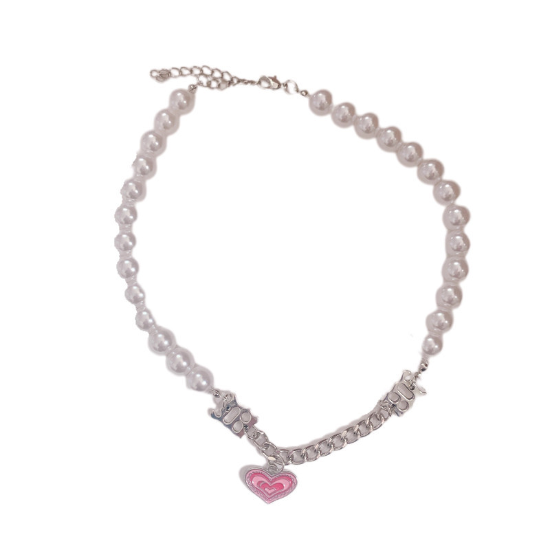 韓版甜心少女愛心珍珠手鏈不對稱項鏈choker頸鏈y2k甜酷