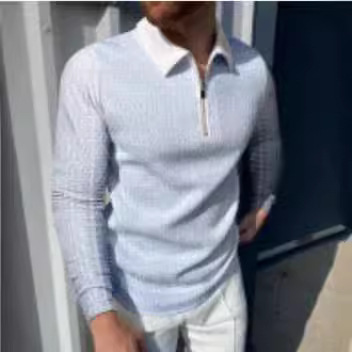 2024 nuevo Aliexpress transfronterizo verano delgado casual de manga corta cremallera estriada solapa camiseta camiseta polo