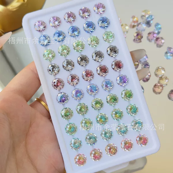 Symphony 6Mm8Mm Explosive Gradient Color Sugar Heart Bouquet Cut Zircon Pointed Bottom Loose Stone Xiaohongshu Popular Zircon