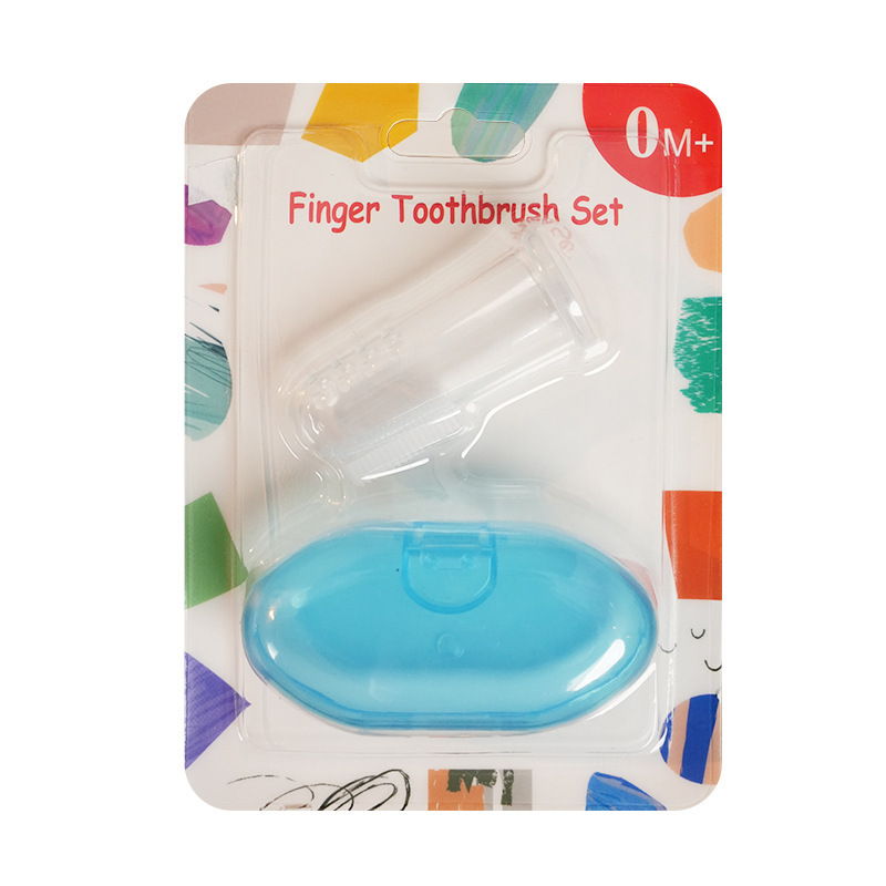 Cepillo de dientes de silicona para bebés Cepillo de dientes de manga de dedo Piel suave Revestimiento de lengua de silicona Limpieza oral Cepillo de dientes de mama en caja Embalaje inglés