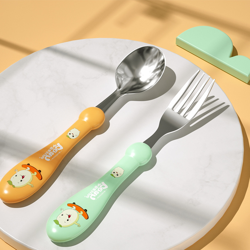 Baby 316 stainless steel spoon Fork cutlery set 3 baby 2 years old children eating practice fork spoon complementary food 1 year old