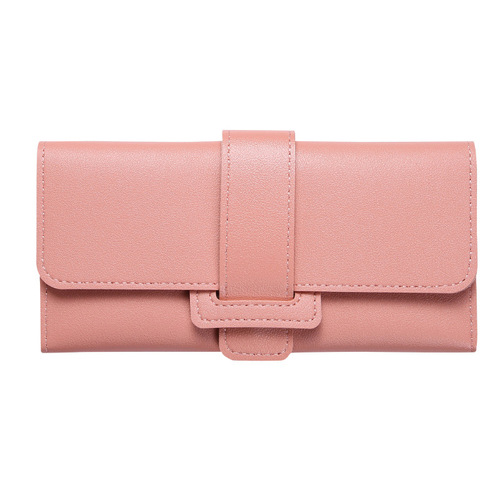 Women's Wallet Women's Long Tri-fold Flip Korean Style Small Fresh Student Coin Position Multi-Function Buckle Wallet Foreign Trade