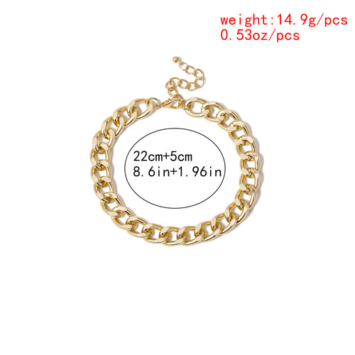 European and American cross-border accessories, punk-style personalized Instagram-inspired minimalist chain anklets, single-layer hollowed-out thick chain simple anklet