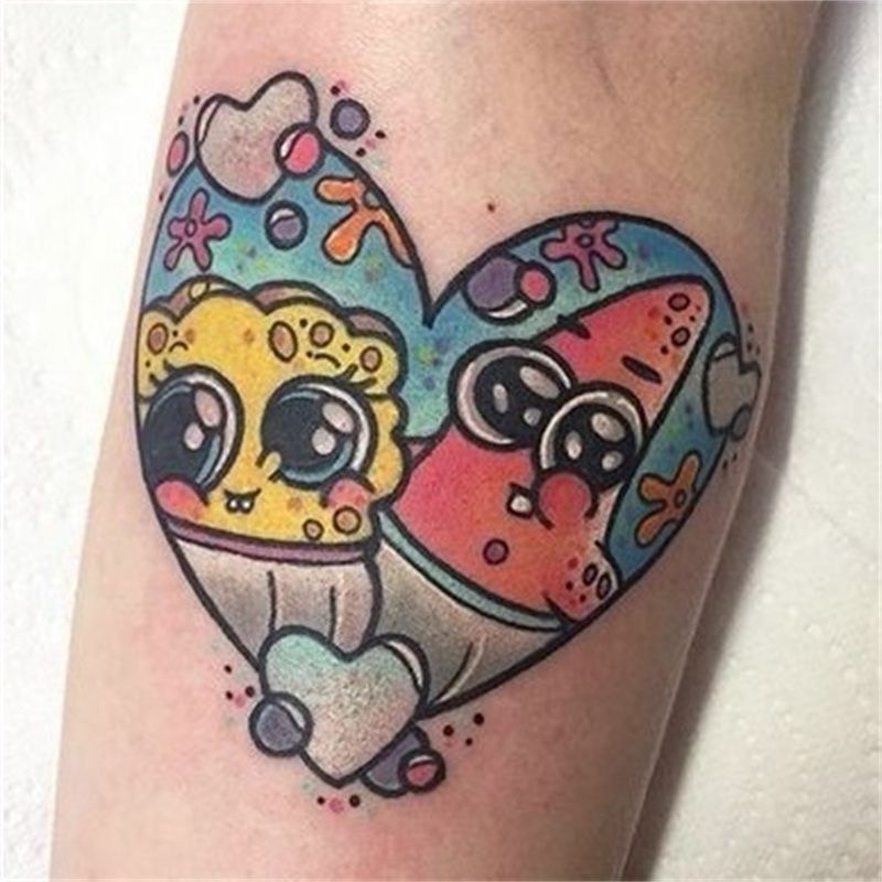 Zhang Zeyu's Same Style Spongebob Squarepants Tattoo Stickers Cute Cartoon Tattoo Stickers Waterproof and Long-Lasting Ins Style Zhang Zeyu's Same Style Spongebob Squarepants Tattoo Stickers Cute Cartoon Tattoo Stickers Waterproof and Long-Lasting Ins Style