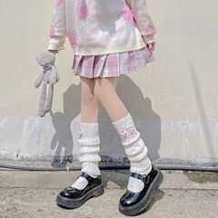日系かわいいクロスストラップjk靴下カバー秋冬保温脚カバー長筒靴下ロリータ靴下女性冬