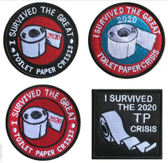 Fabric patches, embroidered labels, 3D badges—direct supply of multi-style, multi-color toilet paper embroidery with Velcro backing.
