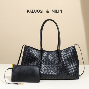 Summer New Handmade Woven Women's Bag Light Luxury Simple Commuting High-end Sense Vegetable Basket Large Capacity Tote Bag