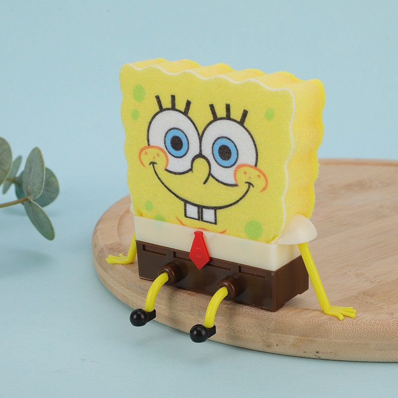 Lavado de platos de dibujos animados, limpieza de esponja, pequeño libro rojo, caja de jabón de cocina, canasta de drenaje de Bob Esponja, estante de drenaje, tazón de esponja