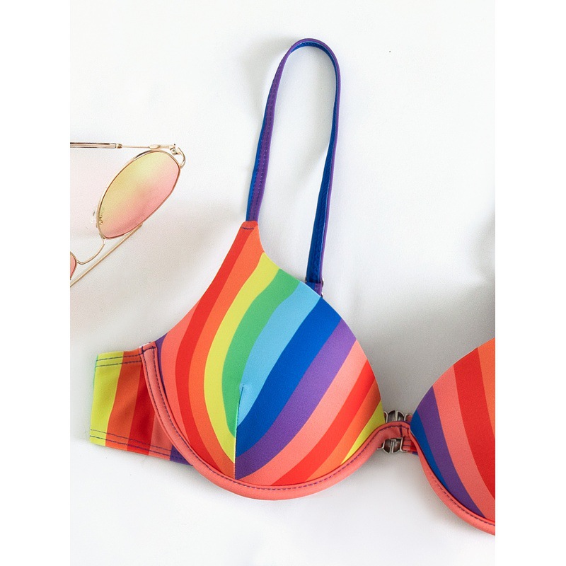 2022 nuevas mujeres populares europeas y americanas de rayas sexy playa Bikini de tres piezas traje de baño de las mujeres